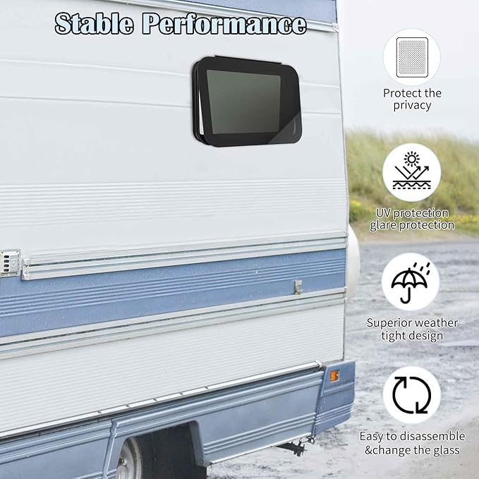14x22 RV Slider Window - Frameless Design, DOT-Approved Tinted Glass, Weatherproof Aluminum Frame, w/Mesh Screen & Install Kit (Fits 1.5"-1.875" Walls)