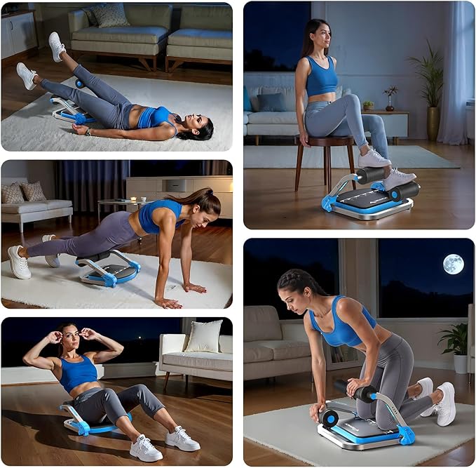 MERACH Ab Machine for Home Gym, Adjustable Ab Trainer with 3 Resistance Levels, Sit Up Exercise Equipment for Core Workout, Automatic Rebound Ab Crunch Machine, Ab Workout Equipment for Stomach