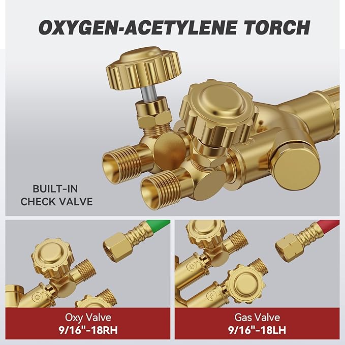 ARCCAPTAIN Oxy Acetylene Cutting Torch, Heavy Duty Cutting Torch Kit, CA2460 Cutting Attachment Weldig Torch with Check Valve, Cutting Tip 1-101 and 8-MFA Heating Nozzle