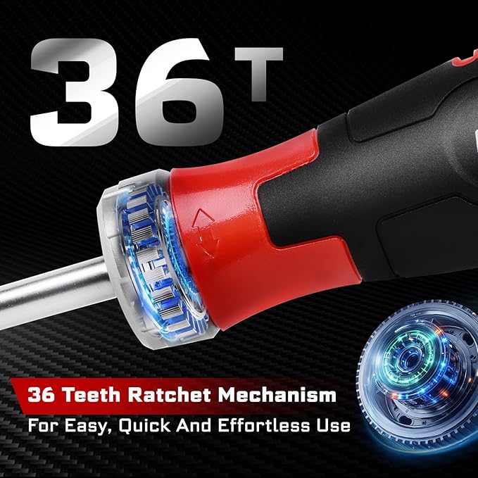53Pieces Ratcheting Screwdriver Set, 12-in-1 1/4" Hex Shaft Magnetic Screwdriver Quick-Load Screwdriver Bits/Sockets and Adapter Multi-bit Screw Driver Repair Tool