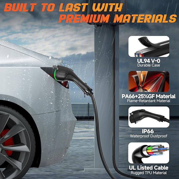 EV Charger Extension Cable, 50Amp 40FT J1772 Extension Cord Compatible with 120V-240V SAE J1772 EV Chargers, Level 1/Level 2 IP66 Heavy Duty Charging Cable for EVs/PHEVs with Carrying Bag