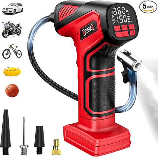 150PSI Tire Inflator Portable Air Compressor: Cordless Air Pump Compatible with Milwaukee 18V Battery - Car Tire Pump with LCD Display & LED Light for Auto, Motorcycles(Bare Tool)