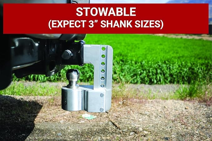 Weigh Safe Aluminum Adjustable Trailer Hitch - Towing Hitch with Built-In Tongue Weight Scale - Compatible with 2.5" Receivers - 10" Drop, Stainless Steel Tow Balls, 18,500 GTW, 4-Piece Lock Set