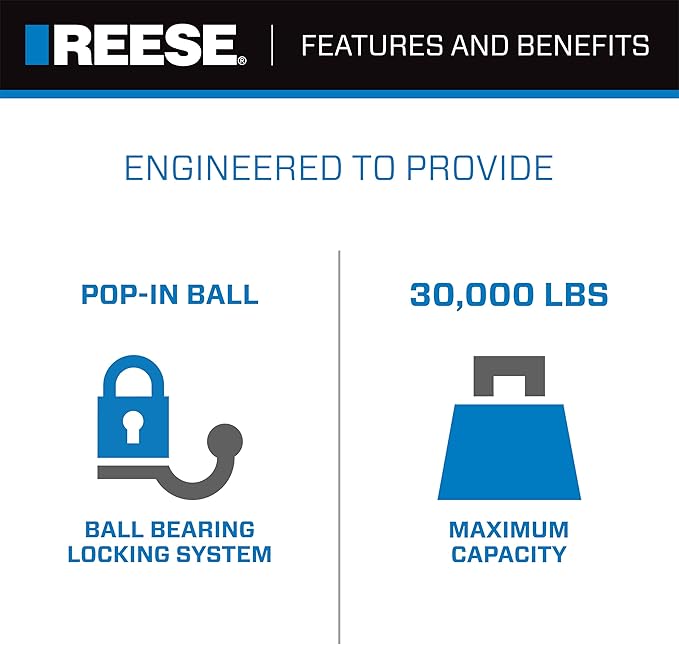 Reese Towpower 30137 Elite Series Gooseneck Hitch Head Accessory, Kit, Gooseneck Hitch Ball, Storage Bag, Safety Chains, Hole Cover