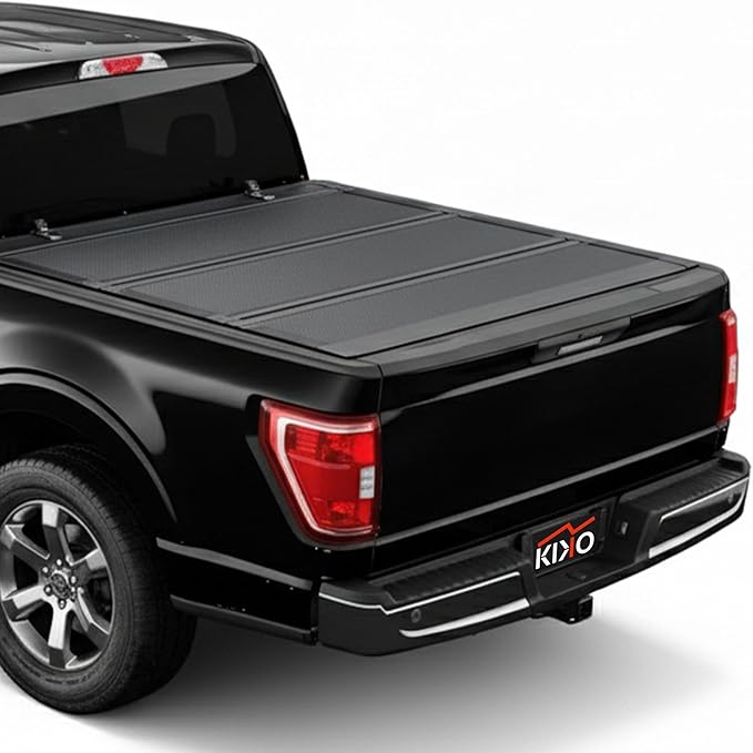 Kikito Truck Bed Tonneau Cover Compatible with 2017-2025 Ford F-250/350 Super Duty with 6.75ft Bed (82") Flip-Up Style FRP Hard Folding Truck Bed Cover No-Drill 100% Bed Access