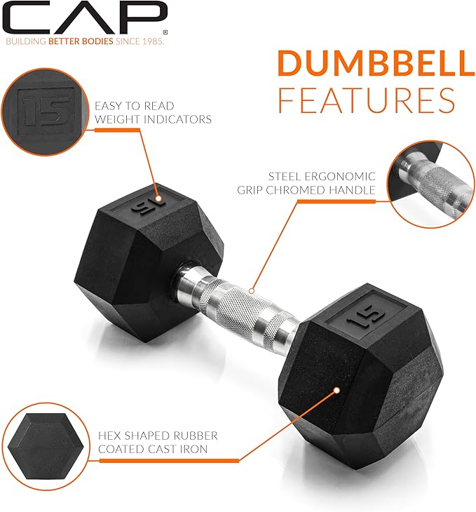 CAP Barbell Coated Dumbbell Weight | Multiple Options Pairs & Sets