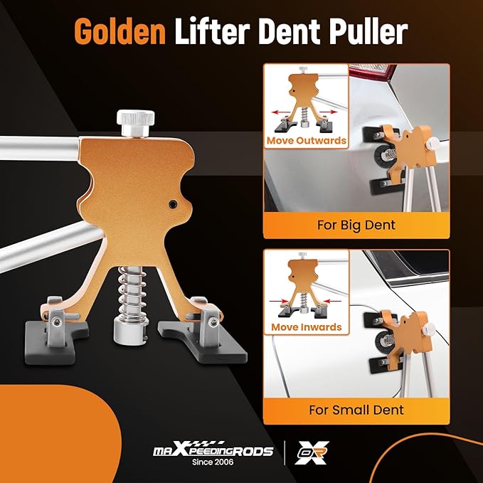maXpeedingrods Car Dent Puller Dent Removal Kit, Auto Body Paintless Dent Repair Tool, Pops a Dent Remover Kit with Golden Lifter, for Car Dent Repair Metal Surface Dent Removal, 65 PCS
