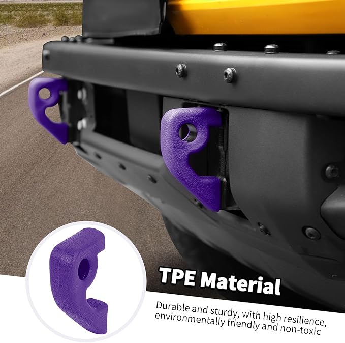 Jimen Fit for Ford Bronco 2021-2024, 2PCS Front Bumper Tow Hook Covers Protector Exterior Accessories (Purple)