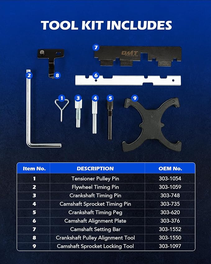 Orion Motor Tech Timing Tool Kit Compatible with Ford Focus Fiesta Mazada 1.5 1.6 VCT Ecoboost Engine, 303-1097 303-748 303-1550 303-1552 303-376