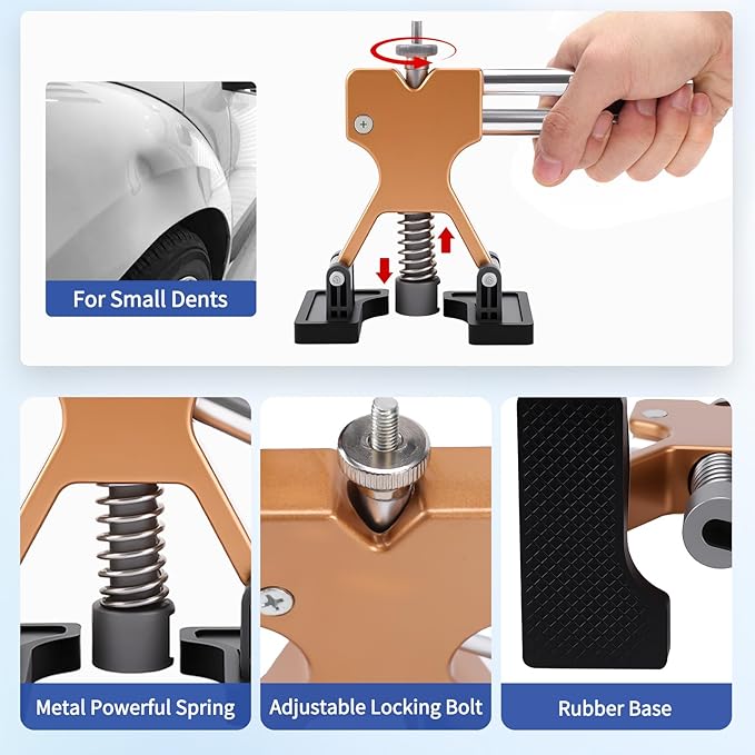 128pcs Dent Puller Kit, Car Dent Puller for Dent Removal, Slide Hammer 2 in 1 T-Bar, Bridge Dent Puller, Adjustable Dent Lifter, Dent Remover Tool for Car Refrigerator Door Ding Repair