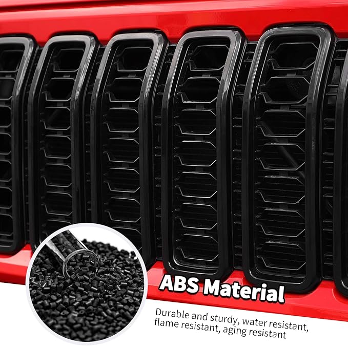 Jimen for 2024 Jeep Wrangler 4xe Grill Inserts, 9PCS Headlight Cover & Grille Insert Compatible with Jeep Wrangler JL JLU 2024+, NOT FIT JL Sport/Sport S (Black)