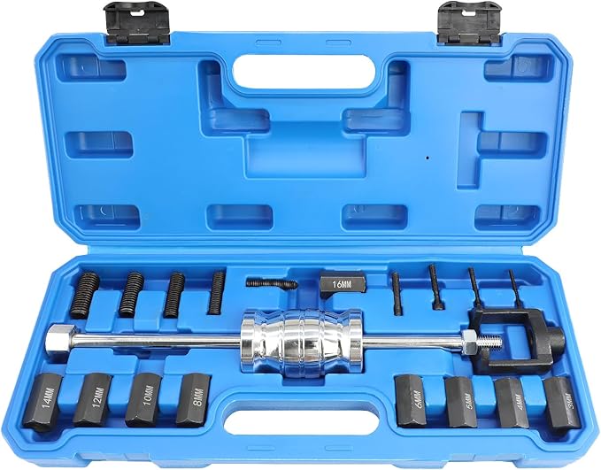 DPTOOL 20pcs Universal Manual Pin Puller Extractor Tool Kit Internal and External Thread Removal Tool Puller Set Slide Hammer Bearing Puller Set with 3-16mm Collets Bearing Removal Tool