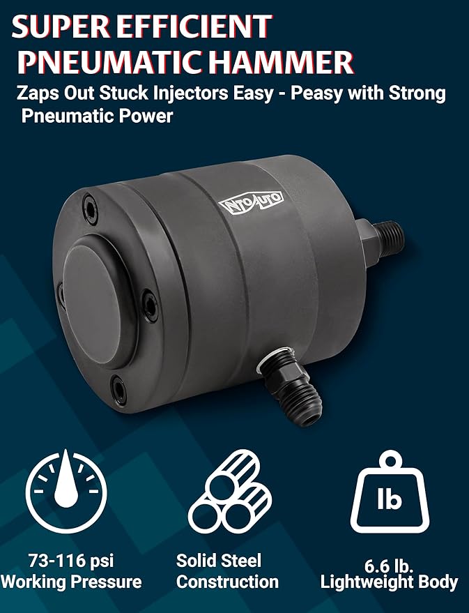 Pneumatic Injector Puller - Heavy Duty Engine Puller Tool for Diesel & Gas Injectors, Universal Fit with Adapters (23pcs)