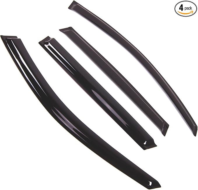 TuningPros Outside Mount Window Vent Visors Rain Guards Compatible with Jaguar X-Type Wagon 2005-2008 | Side Window Wind Deflectors Rain Shields | Smoke Tinted, 4 Pcs Set, DGWV-698