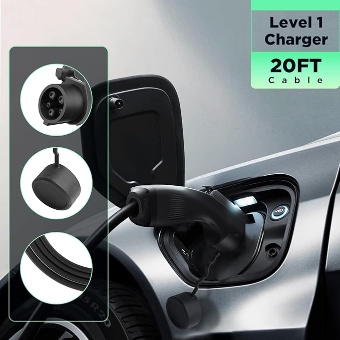 Level 1 EV Charger, Electric Vehicle Portable Charger with 20FT Cable, Home Electric Vehicle Charging Station, 110V 15A, NEMA5-15P SAE J1772