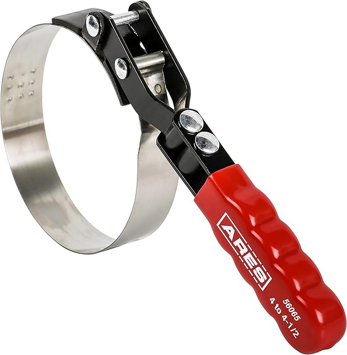 ARES 56065-4-Piece Swivel Oil Filter Wrench Set with Storage Pouch - Wrenches Cover 2 3/4-Inch to 5 1/4-Inch (70mm to 133mm) Diameter Filters - 180-Degree Swivel - Automatically Tightens on Filter