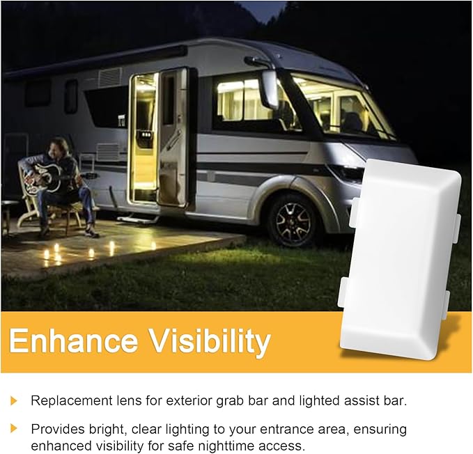 SR33101 RV Porch Light Lens Cover Replacement for Bargman Door Handle Lights, RV Exterior Light Cover for Lance/Fleetwood/Dolphin Camper Parts (4.1 x 2 Inches)