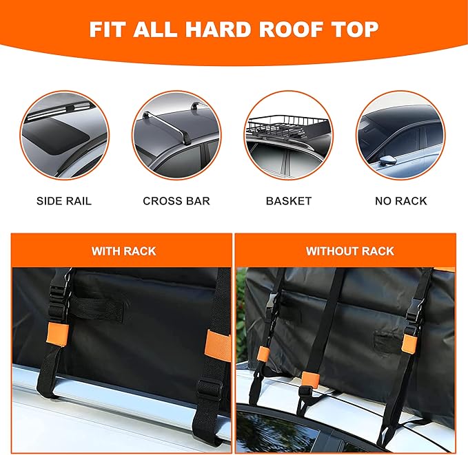 MeeFar Rooftop Cargo Carrier Car Roof Bag 21 Cubic Feet 100% Waterproof Car Top Carrier, Fits All Vehicle with/Without Rack,Include Anti-Slip Mat,10 Reinforced Straps,6 Door Hooks,Luggage Lock