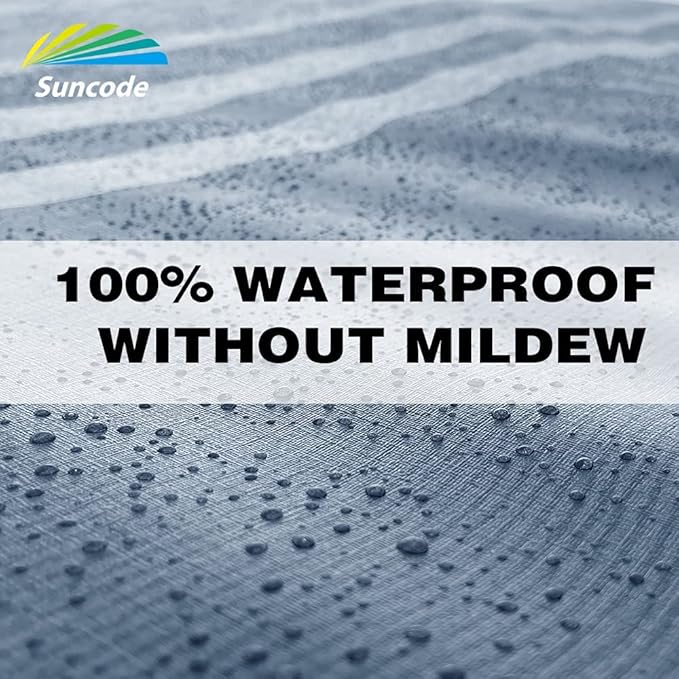 Suncode RV Awning Fabric Replacement Waterpoof Sun Shade Screen Universal Fit Camper Awning Replacement 16oz Vinyl RV Canopy Travel Trailer Awning Replacement 12 Feet Blue Stripes