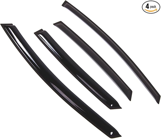 TuningPros Outside Mount Window Vent Visors Rain Guards Compatible with Ford Fiesta Hatchback 2009-2016 | Side Window Wind Deflectors Rain Shields | Smoke Tinted, 4 Pcs Set, DGWV-769