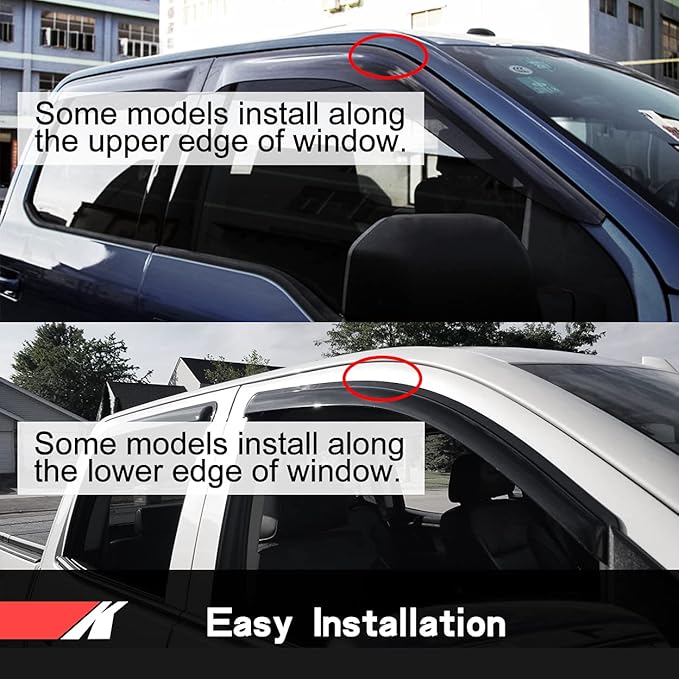 94655 Side Window Wind Deflector,Nice Window Visor fit for 2007-2011 Honda CR-V, 4pcs Outside Mount Tape-On Sun Rain Guards Set