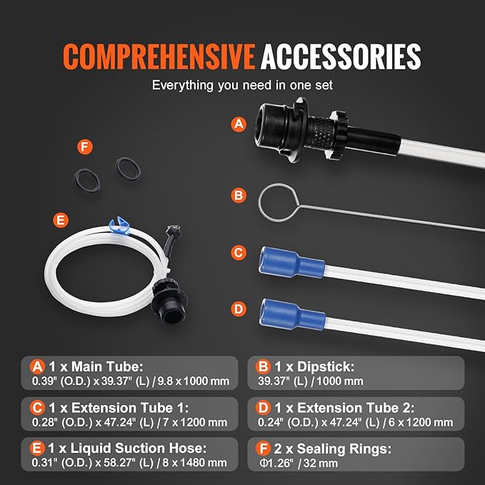 VEVOR 15L Pneumatic/Manual Fluid Extractor Pump, Oil Changer Vacuum Fluid Extractor, Oil Extractor Change Pump for Automotive, Oil Change & Fluid Change Tool with Dipstick and Suction Hose
