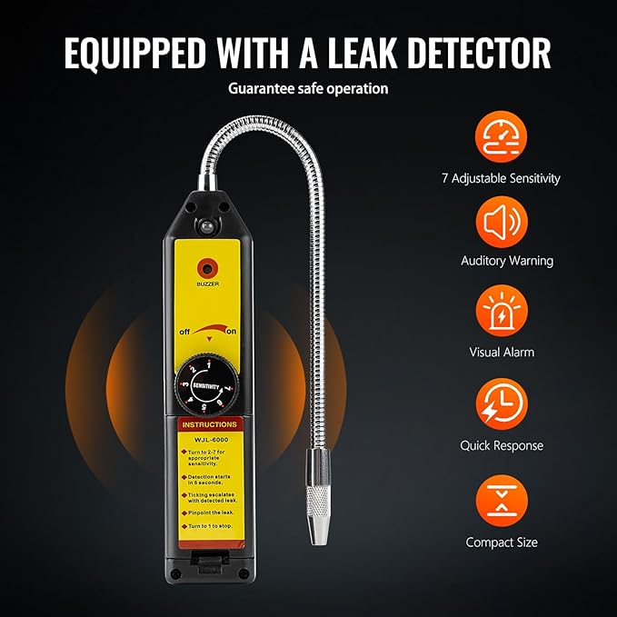 4.5 CFM AC Vacuum Pump and Gauge Set,for Mini Split/HVAC/Auto Systems,Manifold Gauge Kit Fits R134a R22 R410a R404a,with Leak Detector,Upgraded Trifold Storage Case,3 Hoses,R134a Can Tap