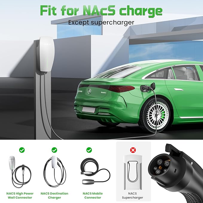 Tesla to J1772 Adapter,48A 250V NACS to J1772 Converter, Compatible with Tesla High Powered Connectors, Destination Chargers & Mobile Connectors for J1772 Electric Vehicles
