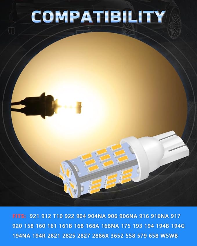 C921 921 912 LED RV Bulbs,Super Bright Warm White T10 194 168 175 3014 42-SMD LED Replacement 12 Volt RV Camper Trailer Boat Trunk Interior Dome Map License Lights(12PCS)