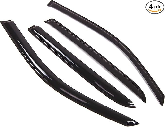 TuningPros Outside Mount Window Vent Visors Rain Guards Compatible with Isuzu Ascender 7 Seat 2004-2008 | Side Window Wind Deflectors Rain Shields | Smoke Tinted, 4 Pcs Set, DGWV-054-4