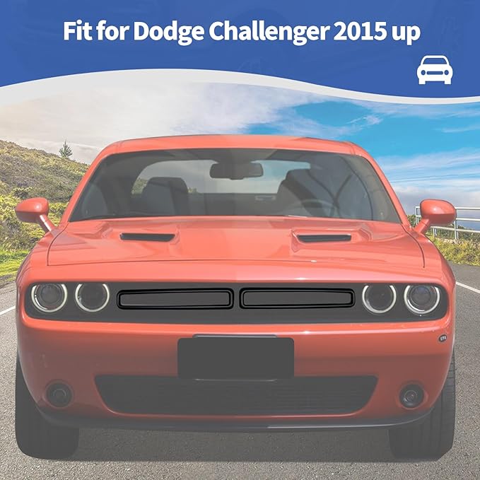 for Challenger Grille Insets Trim Cover Fit for Dodge Challenger 2015-2023 Matt Black Exterior Accessories 2pcs