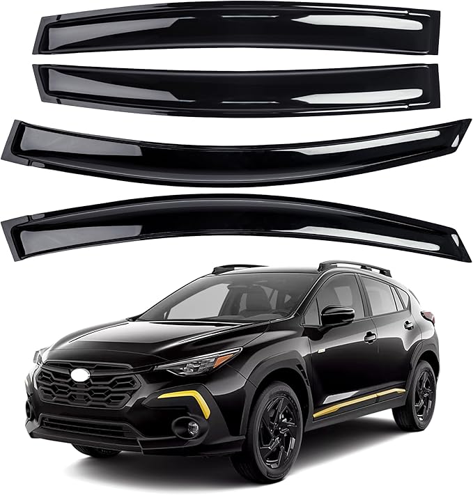 AUXKO Window Rain Guard for Crosstrek 2024-2025 & Impreza Hatchback 2024-2025 Outside Tape-On Shatterproof Sun Smoke Guard Vent Visor Side Wind Deflectors Accessories Smoke Black