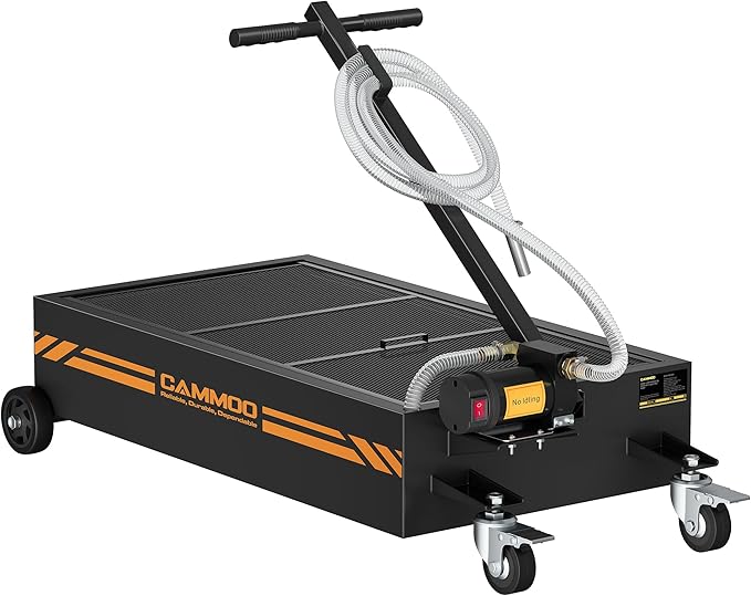 20 Gal Electric Oil Drain Pan, 110V High-Flow Pump, 9.8 FT Hose, 200 W Motor, 2 Locking Swivel Casters and 2 Directional Wheels Stable, Folding Handle, Heavy-Duty for Trucks, RVs, SUVs, Black