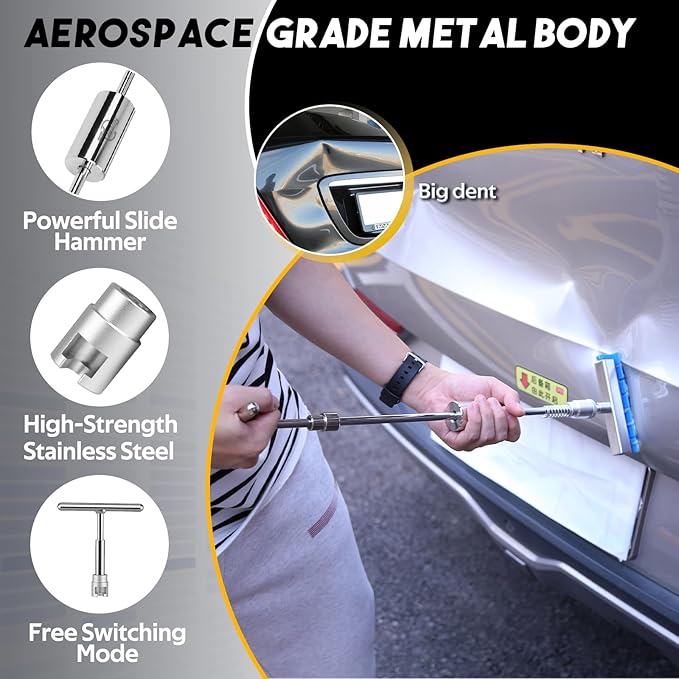 Super PDR Paintless Dent Rods Repair Tools, Stainless Steel Dent Removal Rods with Professional Dent Repair Kit, Paintless Repair of 99% of dents for Repairing Hail Damage, Body Dents、Creases
