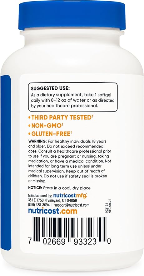 Nutricost Vitamin A 10,000 IU, 500 Softgels (2 Bottles)