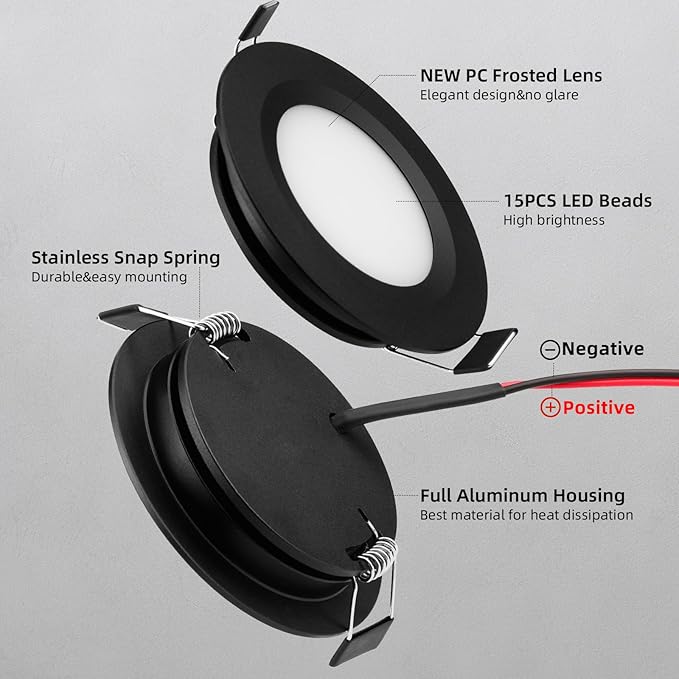 RV Puck Light, LED Recessed Ceiling Light, 12V RV Lighting Interior, Ultra-Thin Camper Lighting Fixtures, High Brightness for RV Motorhome Boat