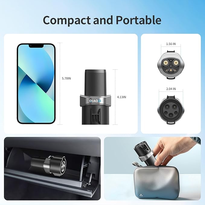 QIAO J1772 to Tesla Charger Adapter, Up to 80A 250V - J1772 to NACS Adapter for Charge Tesla EVs at J1772 AC Charger Station, Silver-Plated Efficient Charging Design -[Only for Tesla Car]