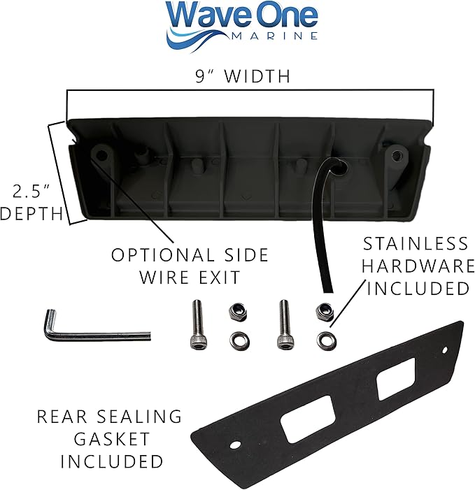 Wave One Marine Dual Color 9" LED Exterior Porch Patio Angle Light | 12v Volt 2400 Lumen Fixture Replacement Lighting RVs Boat Travel Trailer Camper RV Awning Outdoor (Black Housing, White | Blue)