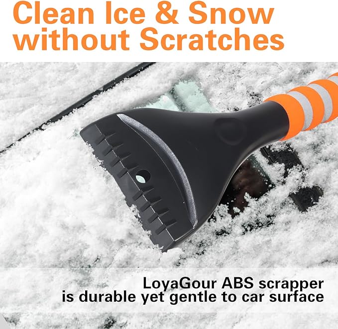 Snow Brush and Ice Scraper for Car Windshield,26.4" Window Scraper Deicer for Car SUV and Truck,Ice Scrapers and Brushes 2 in 1,Winter Car Automotive Exterior Accessories(2Pack Orange)