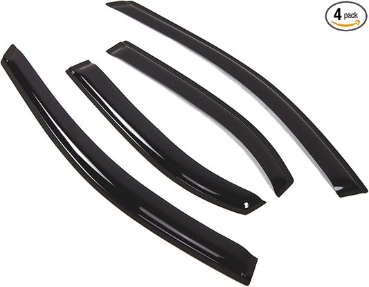 TuningPros Outside Mount Window Vent Visors Rain Guards Compatible with Chevrolet Cavalier Sedan 1995-2005 | Side Window Wind Deflectors Rain Shields | Smoke Tinted, 4 Pcs Set, DGWV-061