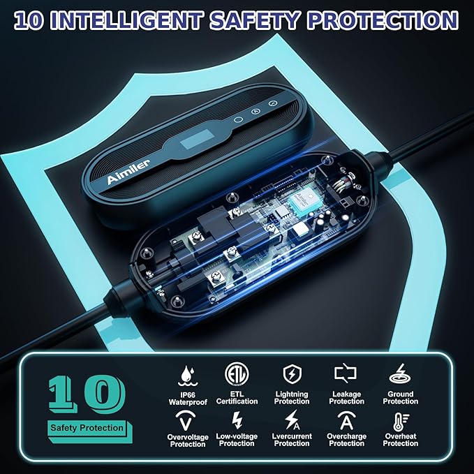 Level 2 Tesla Charger(Wireless WiFi APP), 240V, 32 Amp, NEMA 14-50 Plug, 25ft Cord - Portable/Home NACS Connector Electric Car(EV) Charger for Tesla - Compatible with Tesla Model X/Y/3/S