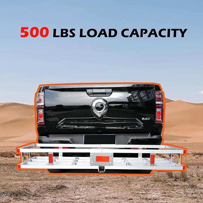 lugglage Basket, Folds Flat, Heavy Duty Hitch Cargo Basket with Waterproof Bag (Aluminum 60x20x7)