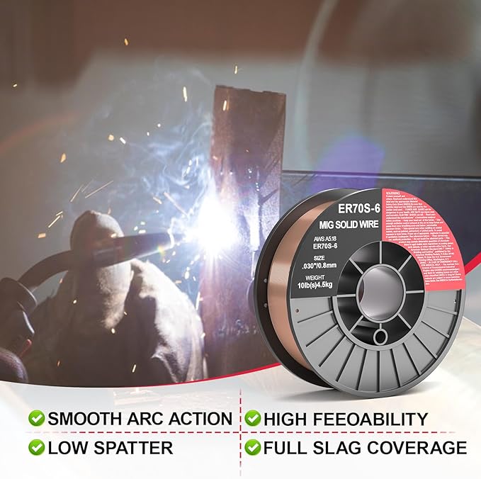 ER70S-6 .035-Inch on 10-Pound Spool Carbon Steel Mig Solid Strong ABS Plastic Spool Welding Wire (0.030-inch 10LB 2pk)