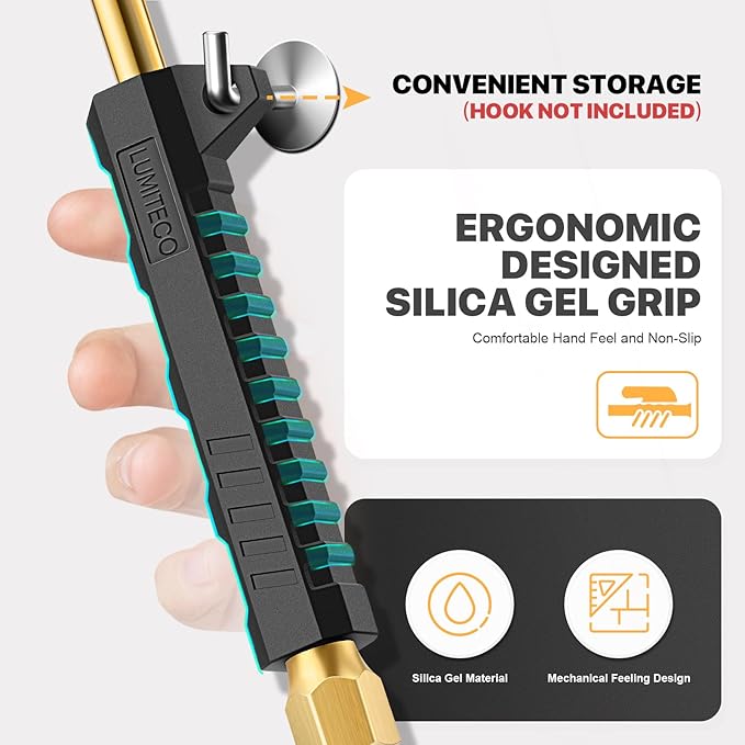 12" Extended Reach Dual Head Air Chuck, 2-Way Connection 1/4" FNPT Straight Foot Lock On Tire Inflate Chuck, Tire Chuck w/Quick Plug, Air Compressor Fill Kit for Truck RV Semi Dually Tires