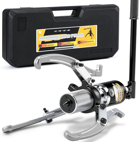 NEWTRY 20 Ton Hydraulic Gear Puller Wheel Bearing Pulling Separator 2 or 3 Adjustable Jaw Puller Vertically & Horizontally, Heavy Duty Mechanical Repair (Black)