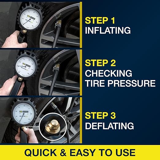 Wonder Analog Professional Tire Inflator Gauge with Versatile 10-159 psi Range, Rugged Design, and Certified Performance for Professionals, Shock-Resistant thermoplastic Body