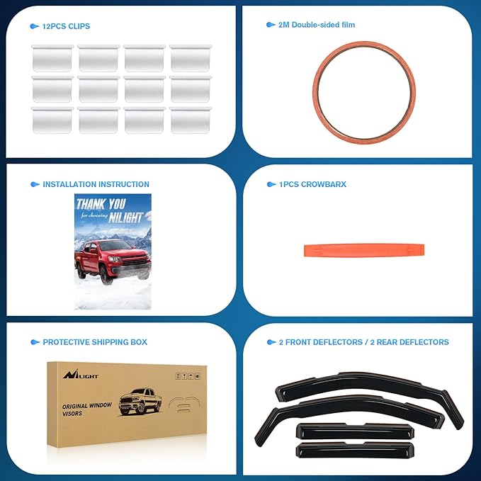 Nilight in-Channel Rain Guards for GMC Yukon 2021 2022 2023 2024, Vent Window Visors, Original Window Deflectors-4PCS