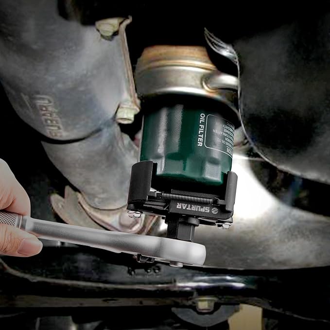 Spurtar Adjustable Oil Filter Wrench 2-3/8 to 3-1/8 inch 60-80mm Universal Oil Filter Removal Tool 1/2'' Drive Two-Way Cap Oil Filter Tool for Engine Filters, Conduit, & Fittings