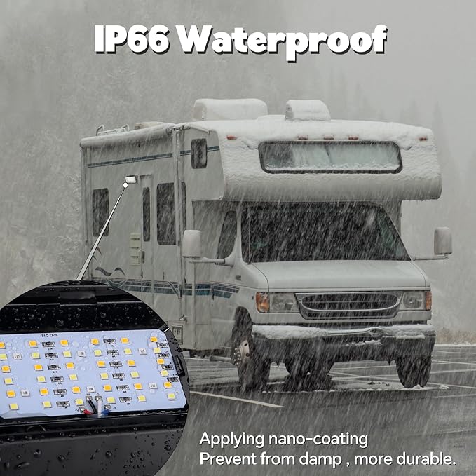 acegoo RV Porch Light LED Dual Color White/Amber Switchable 12V Exterior Utility Replacement Light for Trailer Camper Motorhome 5th Wheels, 480 Lumen & IP66 Waterproof (Black)