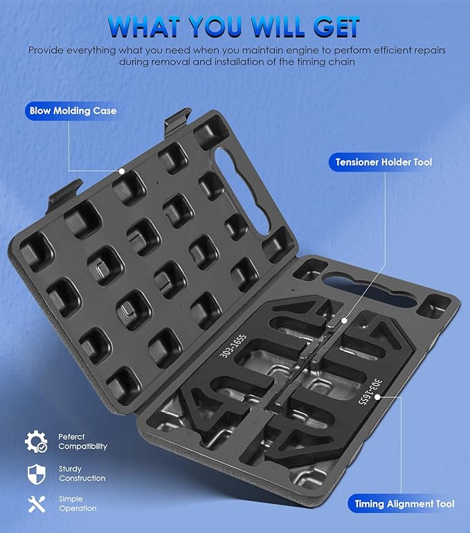 303-1655 Camshaft Holding Alignment Timing Tool for Ford 3.5L EcoBoost Upgraded GT F-150 Expedition Lincoln Navigator, with 303-1530 Chain Tensioner